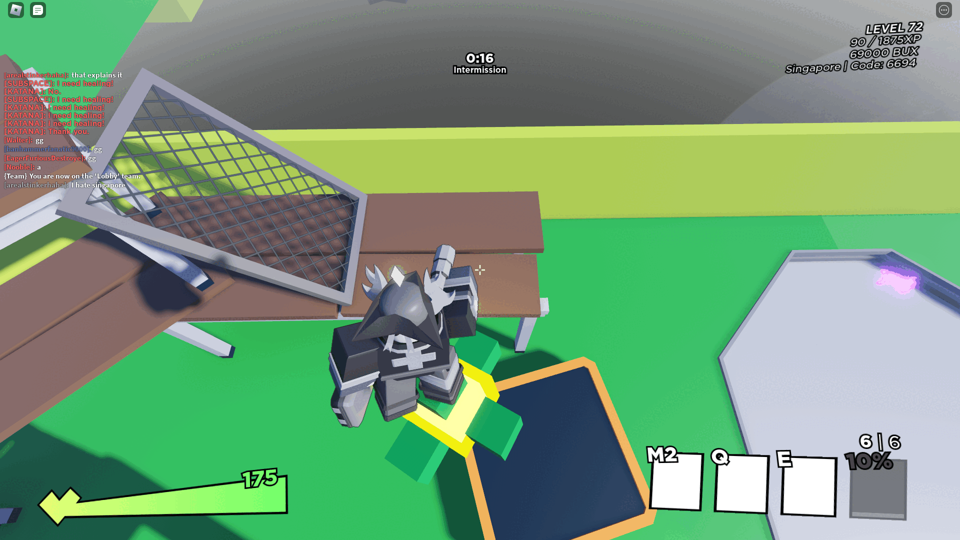 Me in Roblox PHIGHTING!. I am on top of a star-like object in the intermission lobby.
