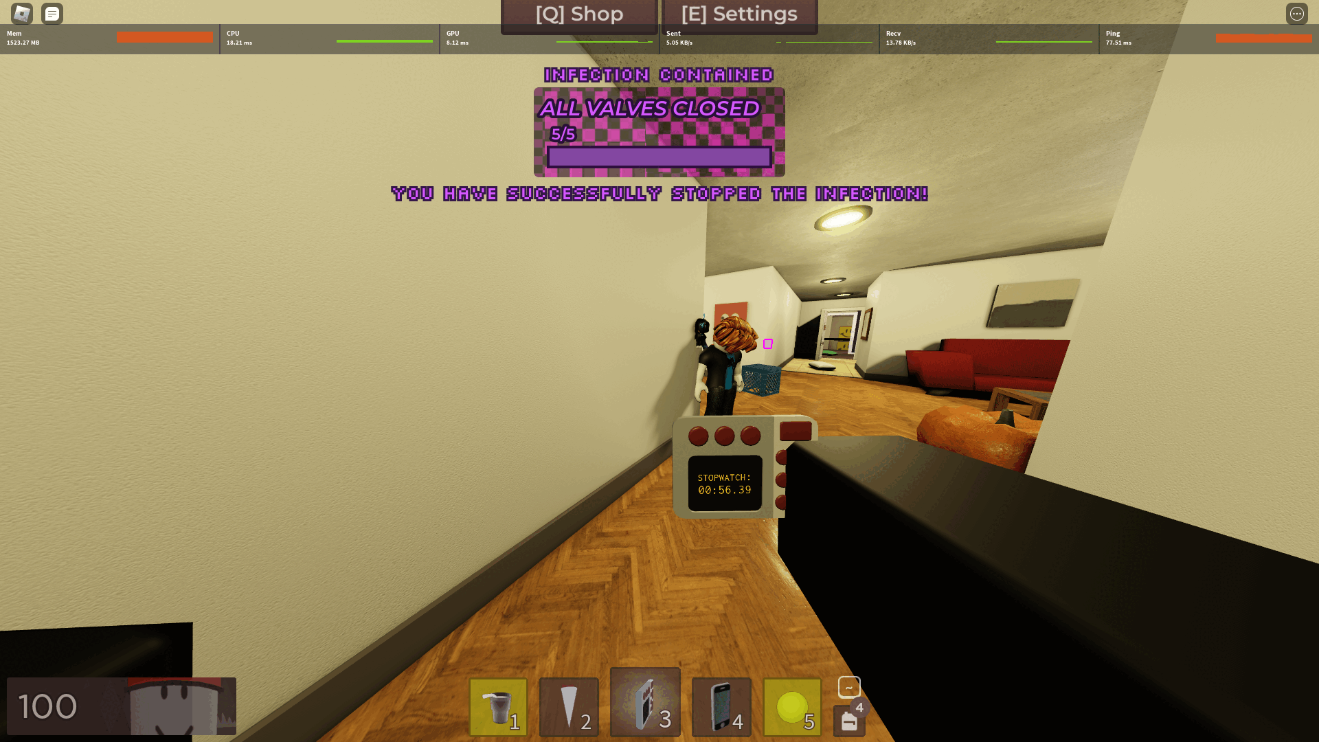 We did it! We saved the city! Me and my friend on the Stop the Infection (I think) stage. Our final time was 56 seconds and 390 milliseconds.