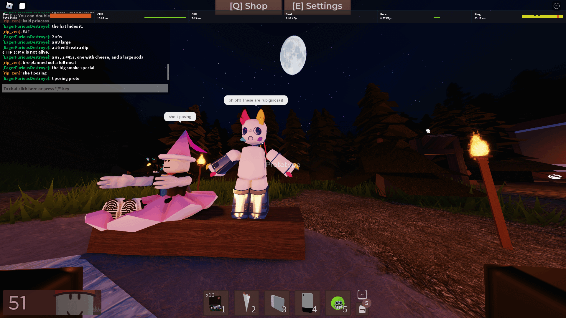 Prototype: O<-= Me and my friend on the Two Stud Camp floor. Prototype is shown A-Posing instead of sitting.