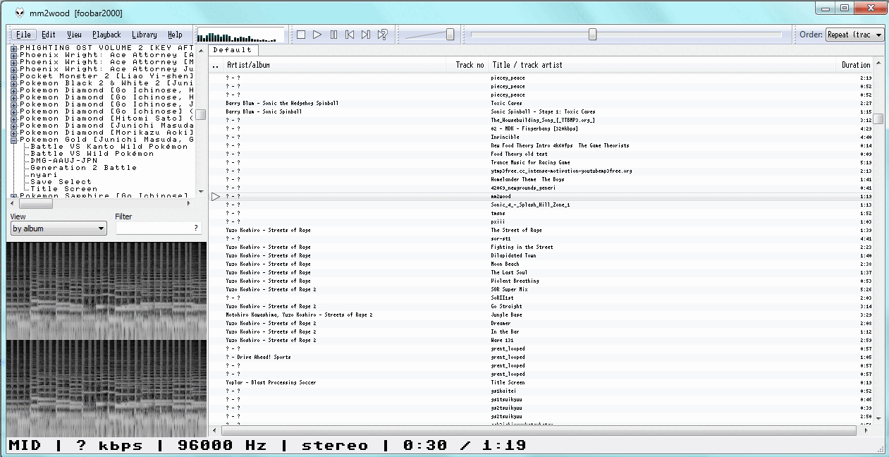 foobar2000 with the Windows Vista style window decorations