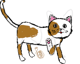 lookit how meowin clean my paw is! A drawing of a calico cat.