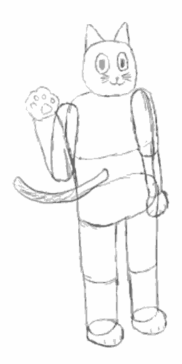 It's me, mrow! Me as a anthropomorphised black cat with big eyes.