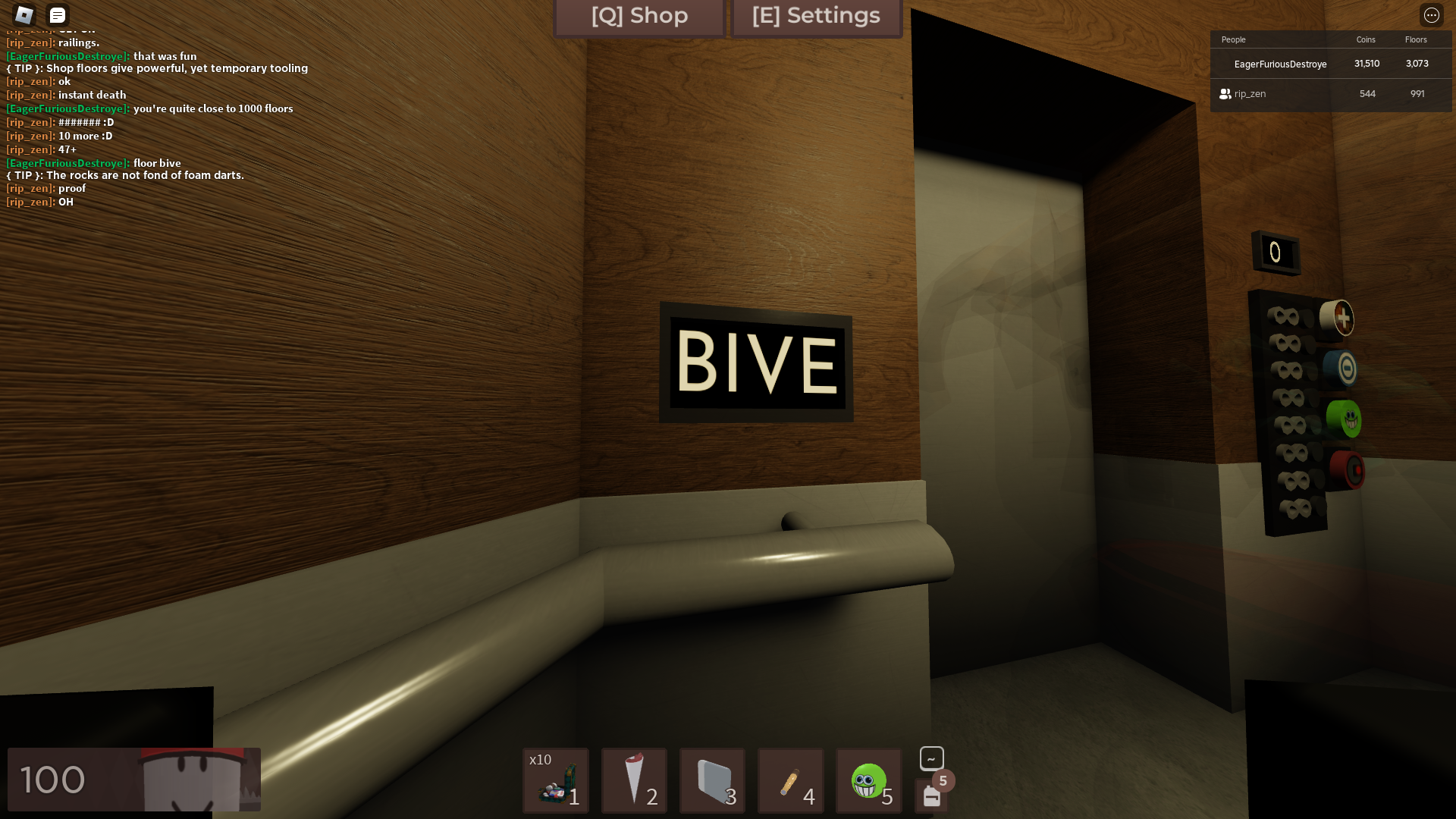 My friend being surprised upon viewing that the floor number is indeed BIVE