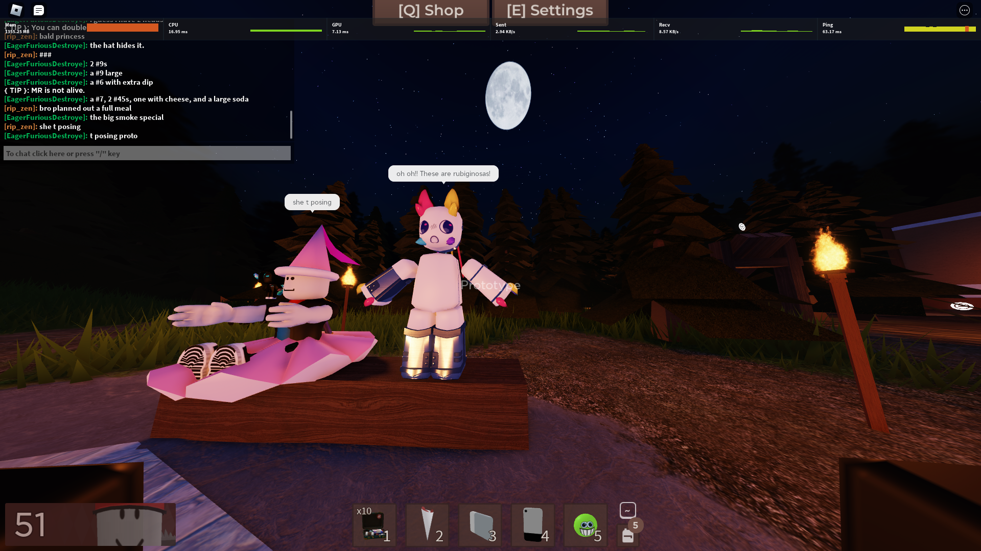 Me and my friend on the Two Stud Camp floor. Prototype is shown A-Posing instead of sitting.